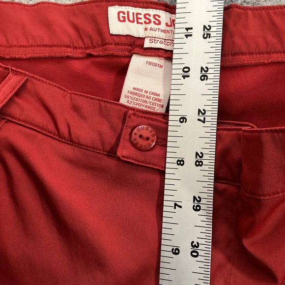 GUESS Jeans Red Chino Pants Y34A0148 Slim Fit Size 31 Y2K Shiny Stretchy Sexy - Picture 7 of 14